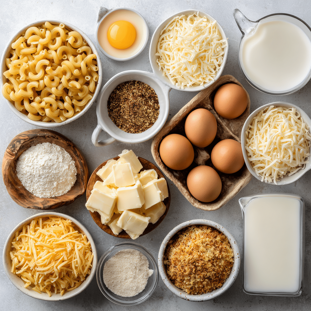 Ingredients for Cheesecake Factory Air Fryer Fried Macaroni and Cheese Balls