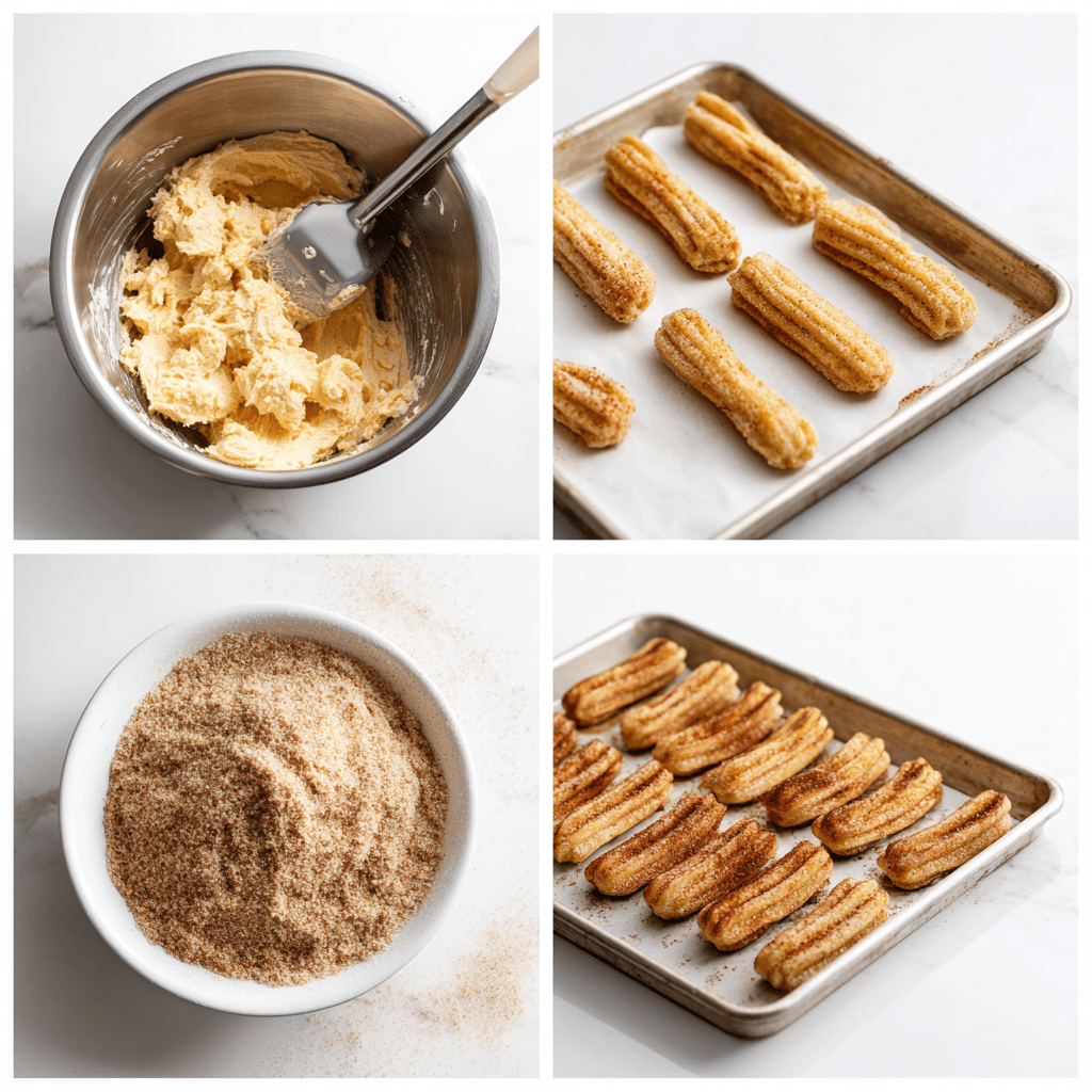 Step-by-step process for Delicious Baked Churro Bites