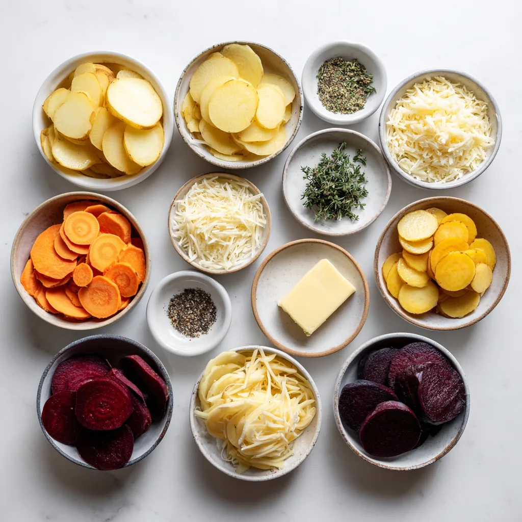 Cheesy Root Vegetable Gratin: Delightfully Creamy Veggie Dish for Thanksgiving 3 Ingredients for Cheesy Root Vegetable Gratin