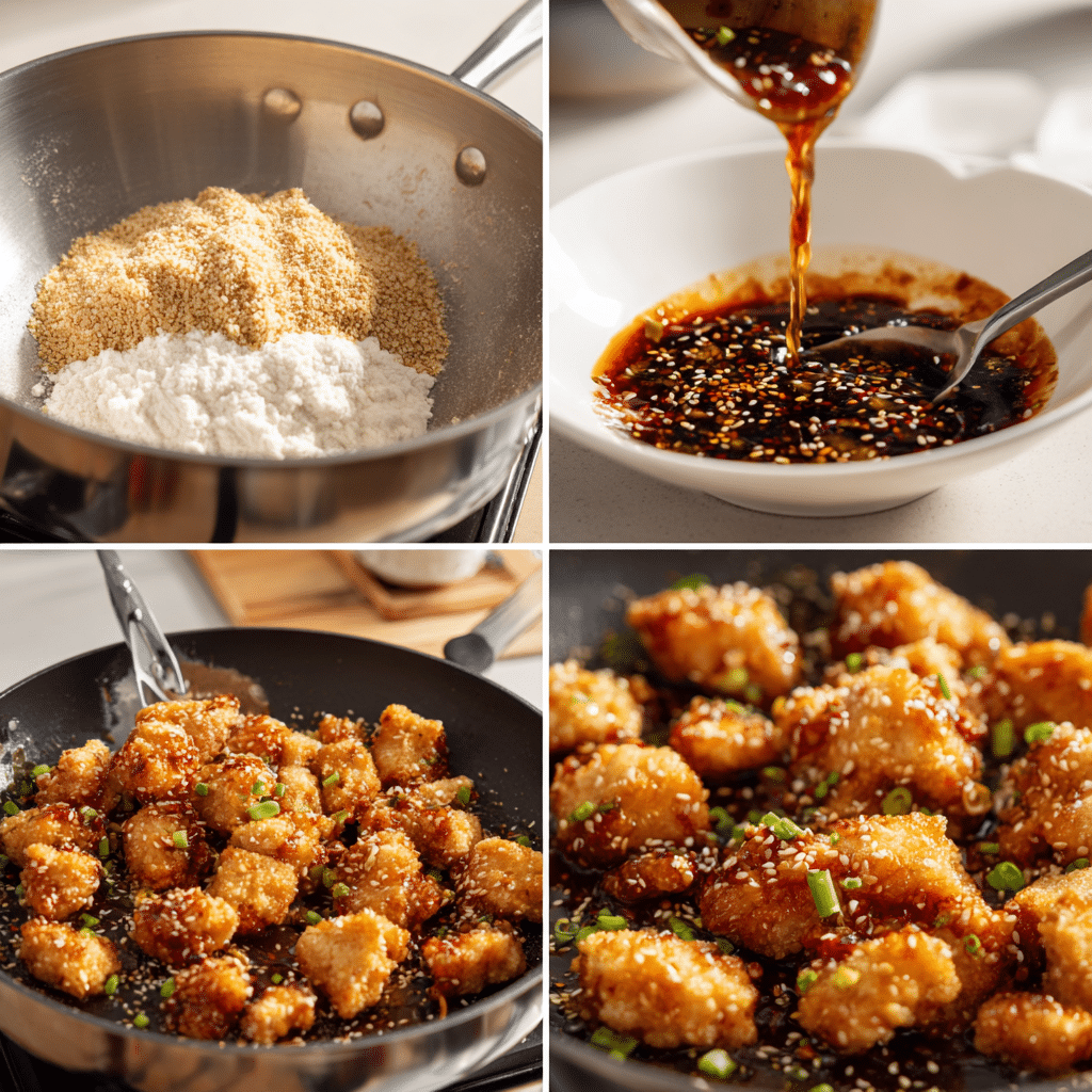 Easy Sesame Chicken recipe step by step cooking process