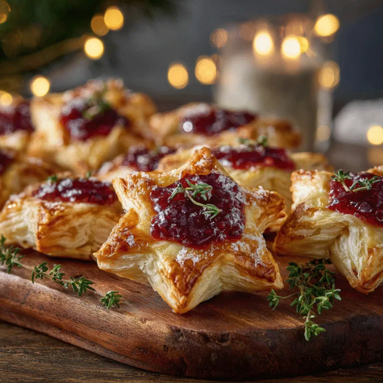 Puff Pastry Brie Stars with Cranberry Jam