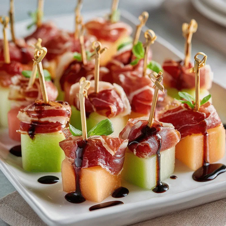 Prosciutto-Wrapped Melon Holiday Bites