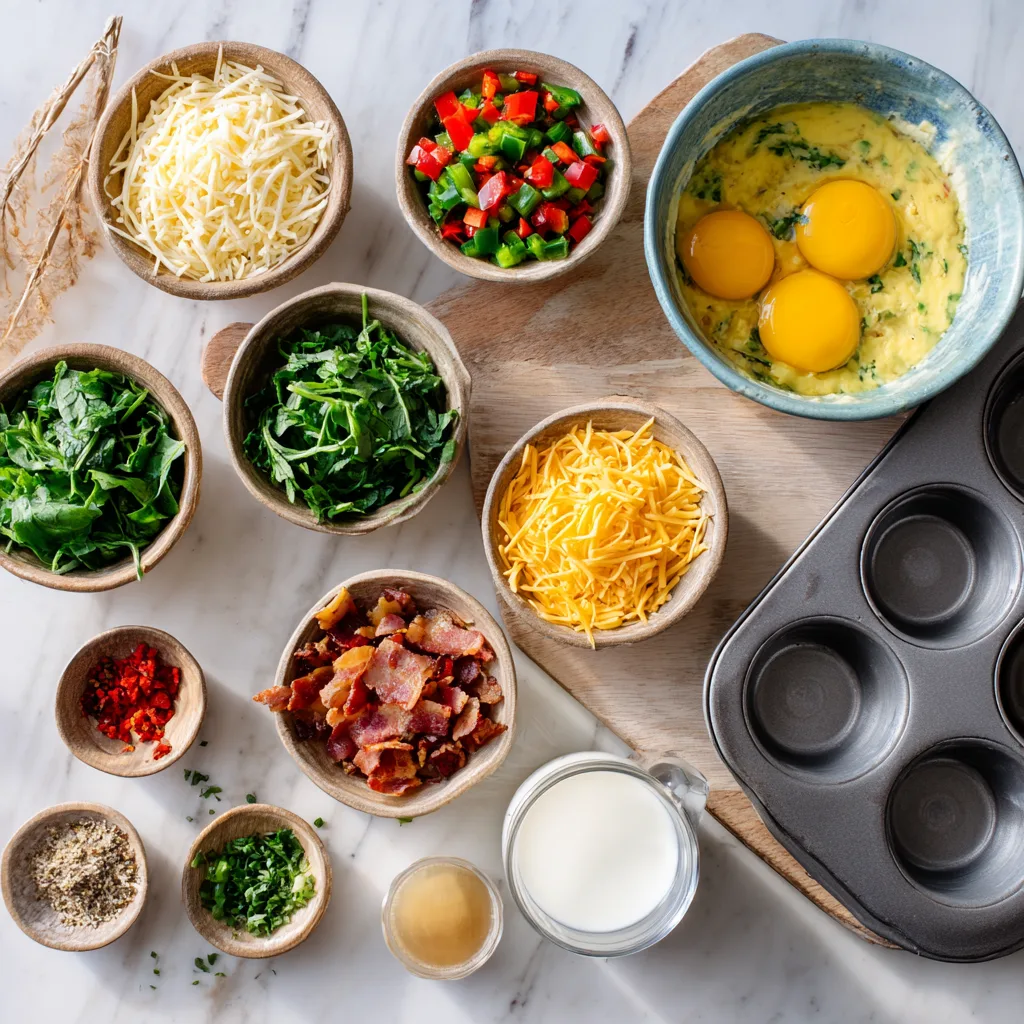 u1891677983 Flat lay of ingredients for Mini Quiche Muffins o 3ef1b32e a968 46fa 8247 539fc2c2b6f8 3