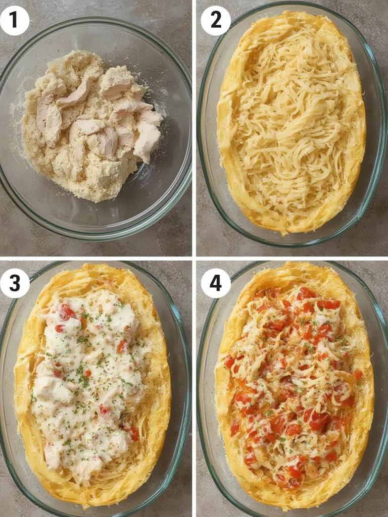 500 Calorie Chicken Alfredo Spaghetti Squash Boats 2