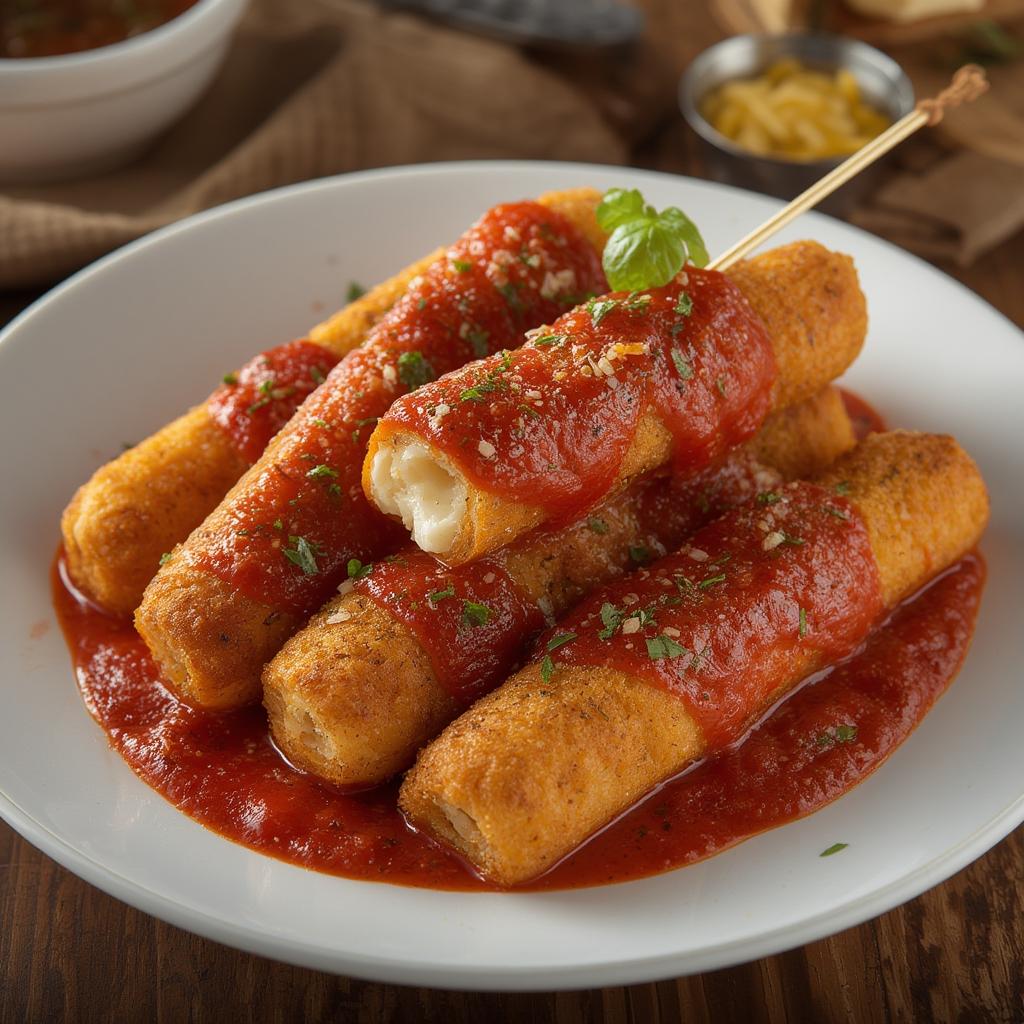 Baked Mozzarella Sticks with Marinara