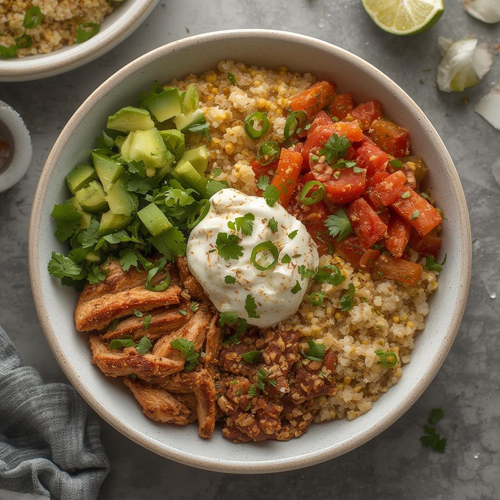 Crockpot Chicken & Quinoa Burrito Bowls : Effortless & Flavorful Family Dinner! 4 Crockpot Chicken Quinoa Burrito Bowls