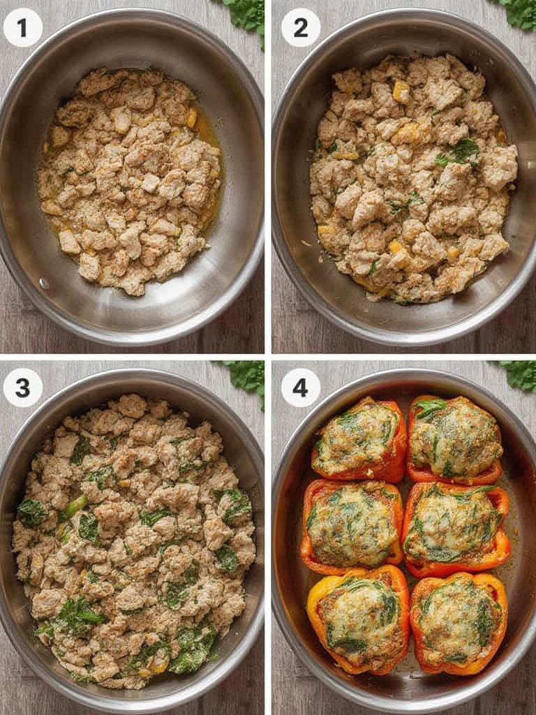Delicious Quick Turkey Spinach Stuffed Peppers 2