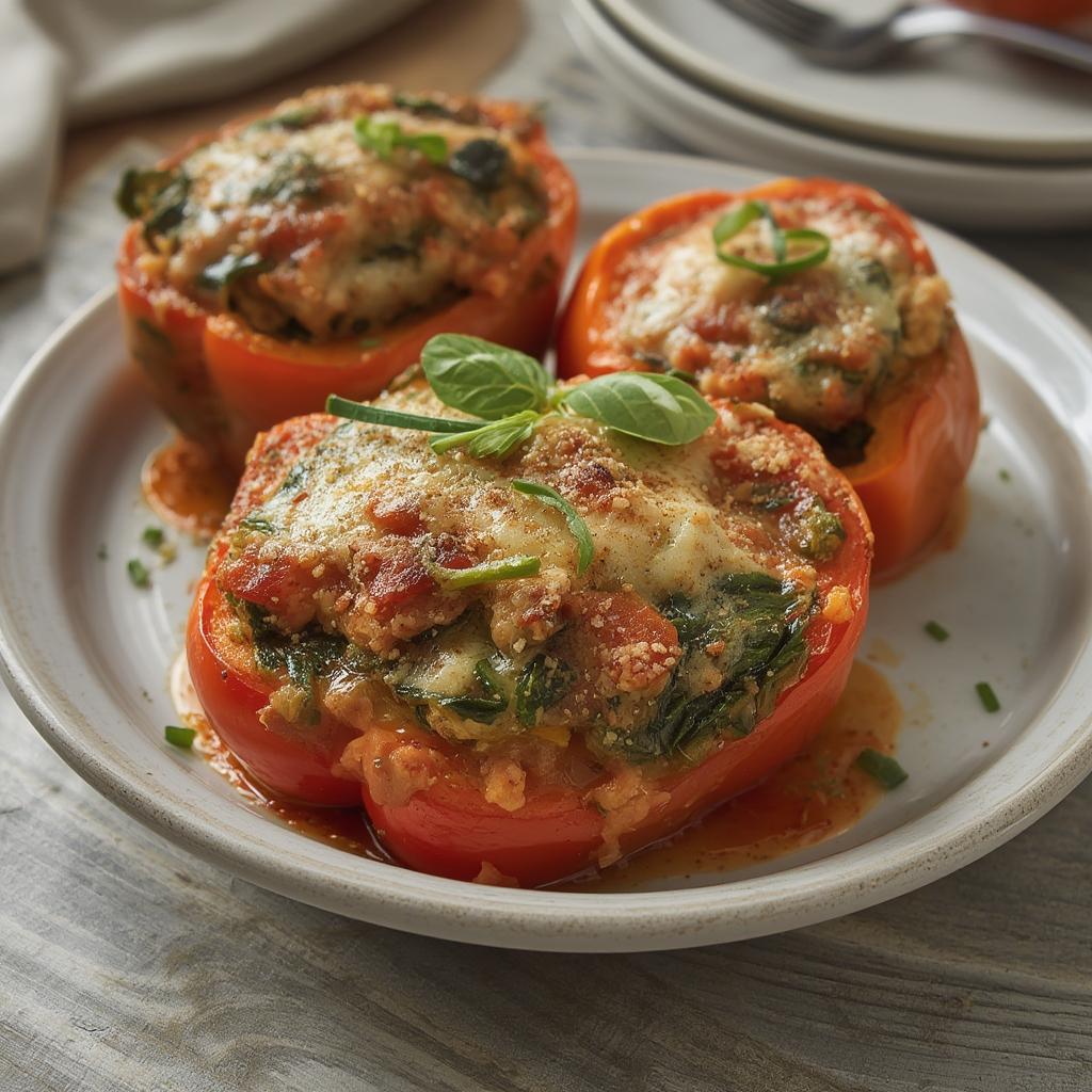Delicious Quick Turkey Spinach Stuffed Peppers