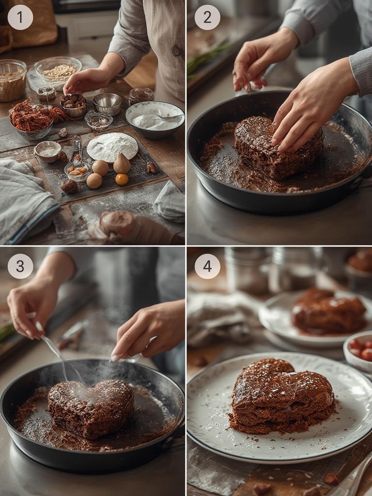 Assembling heart cake
