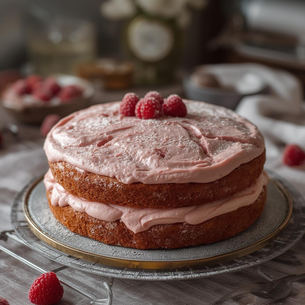 Rosewater Raspberry Sponge Cake - A Heavenly Floral Dessert Bliss! 4 Finished Rosewater Raspberry Sponge Cake