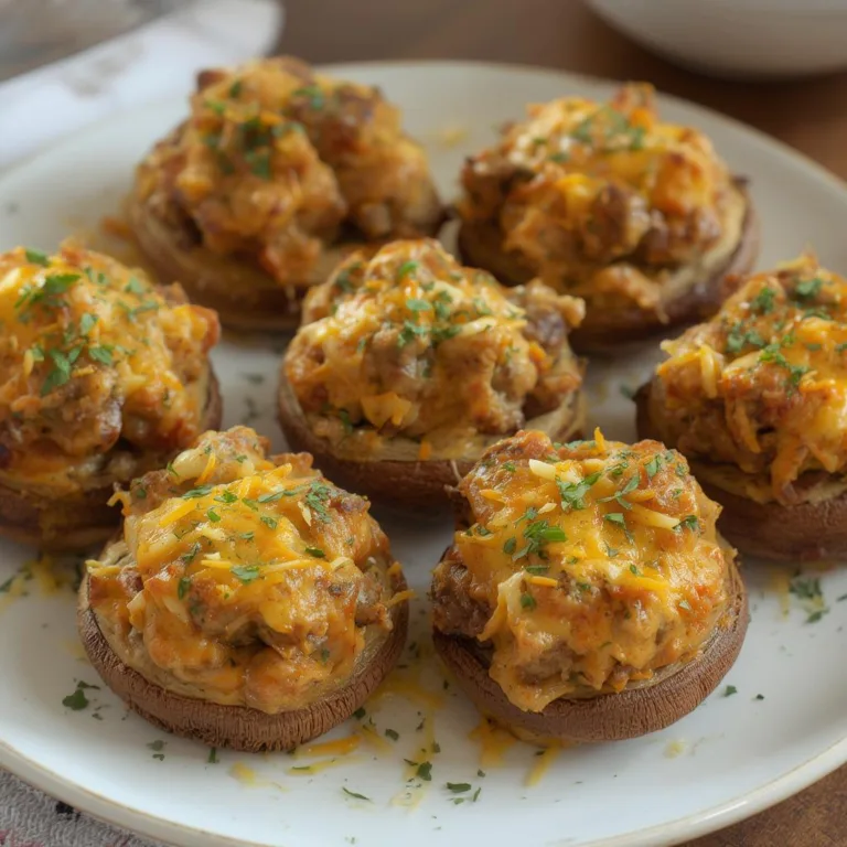 Sausage & Cheddar Stuffed Mushrooms