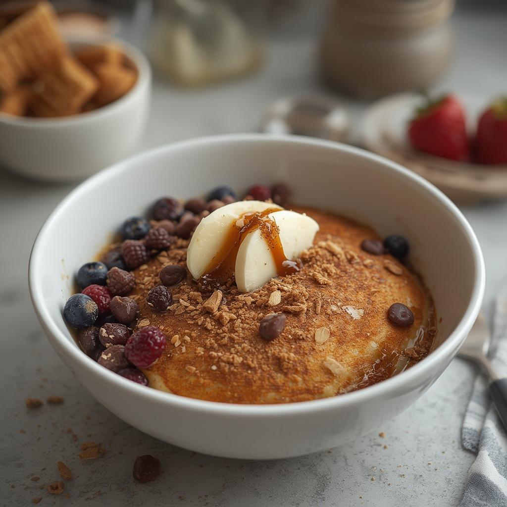 Finished baked protein pancake bowls