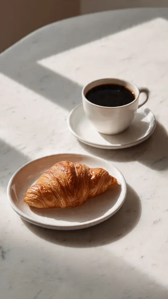 original croissant and coffee critique rewrite an