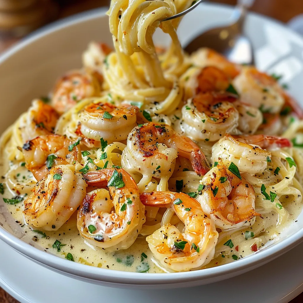Shrimp Scampi Garlic Cream Pasta
