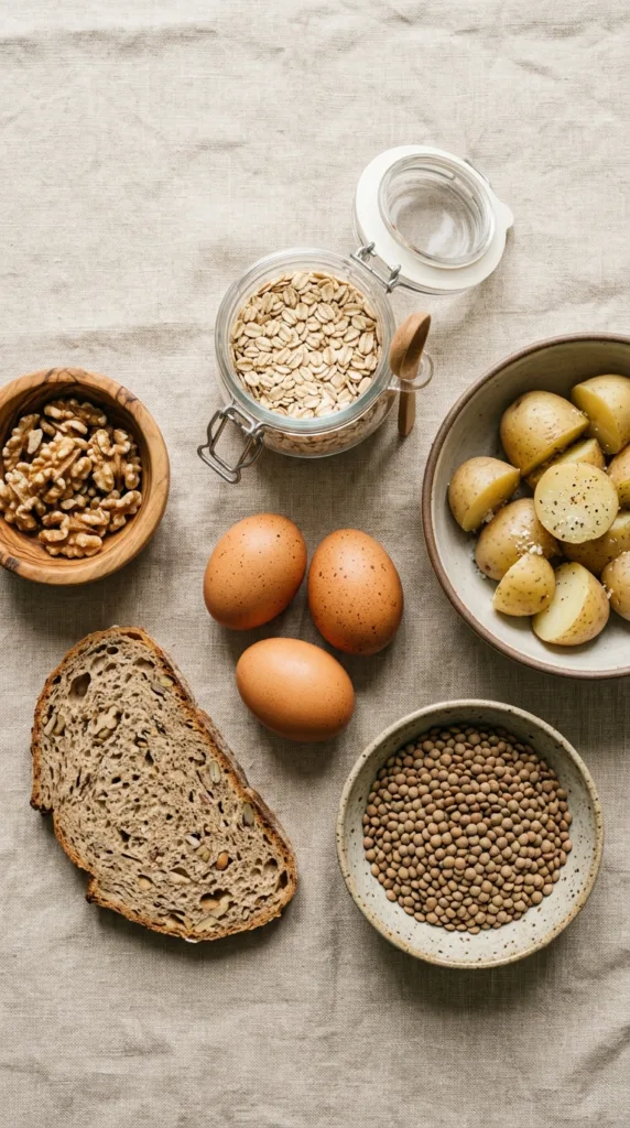 Budget-Rezepte unter 5 €: Wie man schnell, satt und trotzdem gut isst 12 Budget foods on linen surface 202605112025