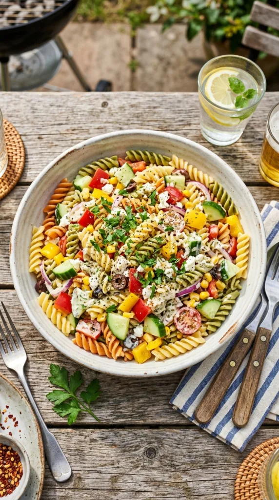 Colorful pasta salad in bowl 202605131311