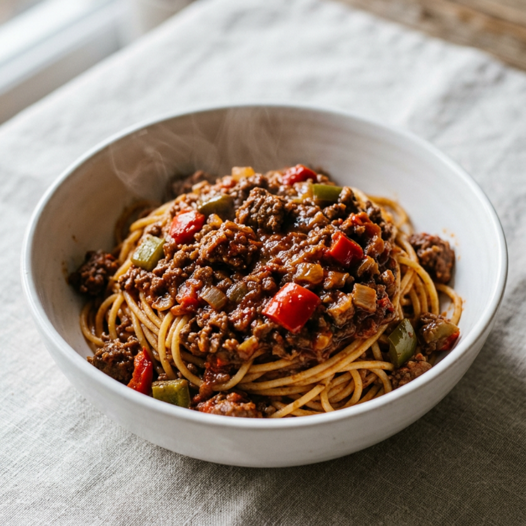 Spaghetti mit Ajvar-Hackfleischsauce – Das Rezept, das meine Familie seit Jahren verlangt