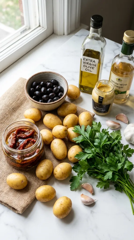 Salad ingredients on marble coun… 202605131903
