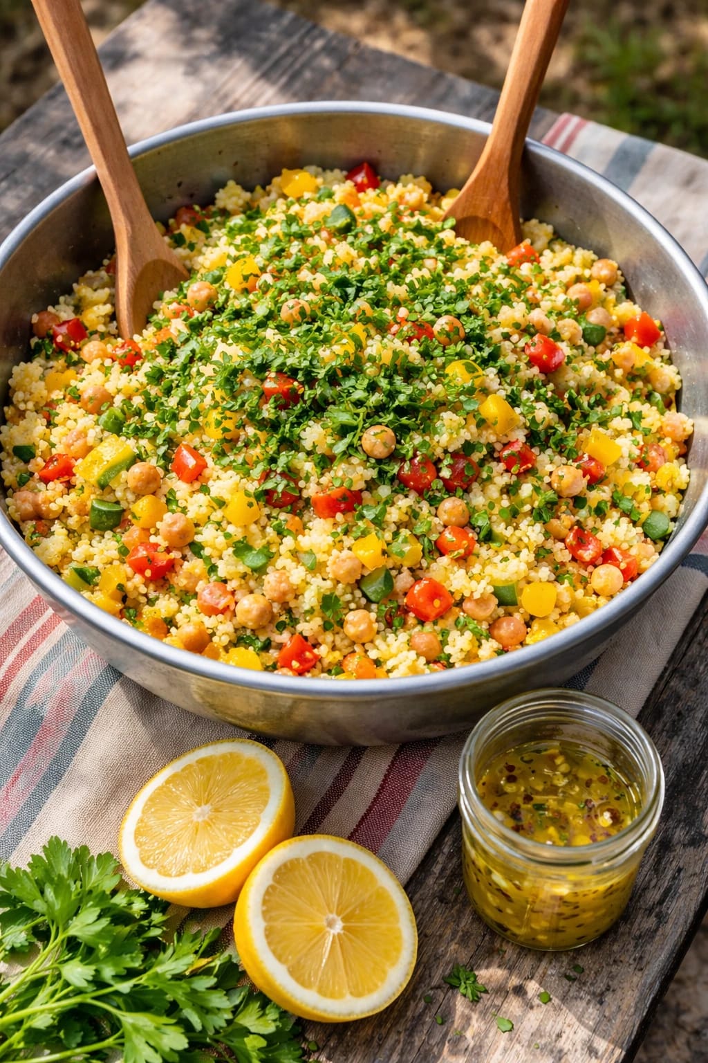 Bunter Couscous-Salat mit Kichererbsen