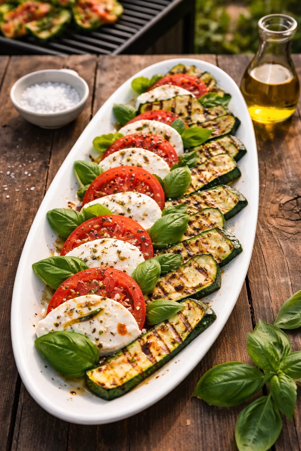 Caprese-Salat mit gegrillter Zucchini