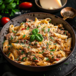 Cremige One-Pot-Pasta mit Hackfleisch und Frischkäse: schnelles Familienrezept aus einem Topf