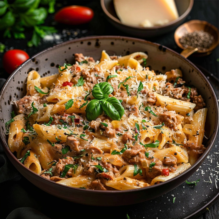 Cremige One-Pot-Pasta mit Hackfleisch und Frischkäse: schnelles Familienrezept aus einem Topf