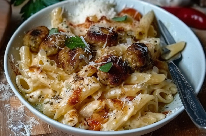 Angeschärfte Pasta mit Hackspießchen – schnell, einfach & unglaublich lecker!