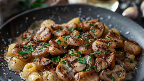 Cremige Nudel-Hackfleisch-Pfanne mit Pilzen Rezept