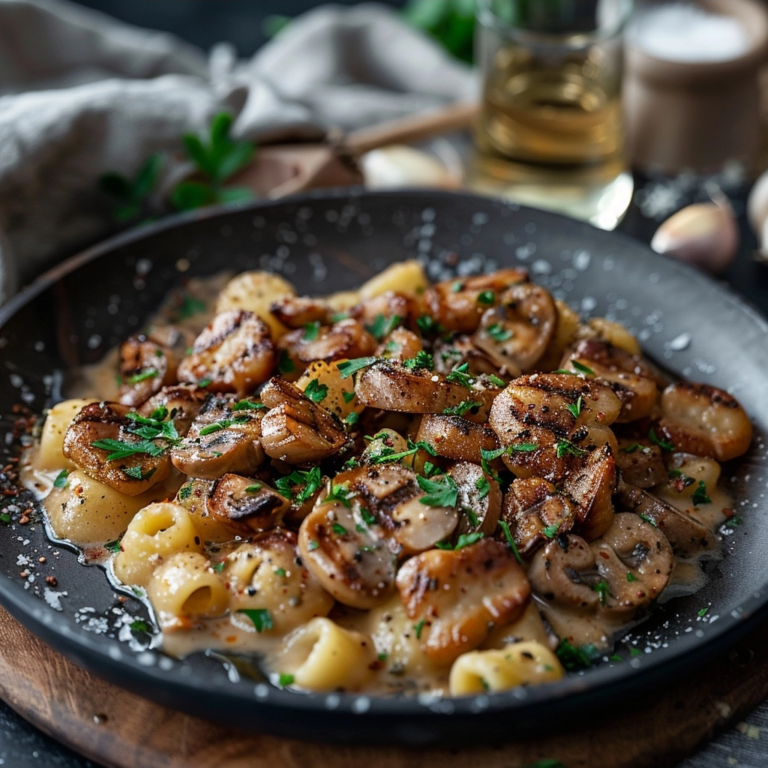 Cremige Nudel-Hackfleisch-Pfanne mit Pilzen Rezept