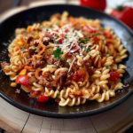 Nudelpfanne mit Hackfleisch, Paprika und Tomaten: Das perfekte Feierabend-Gericht