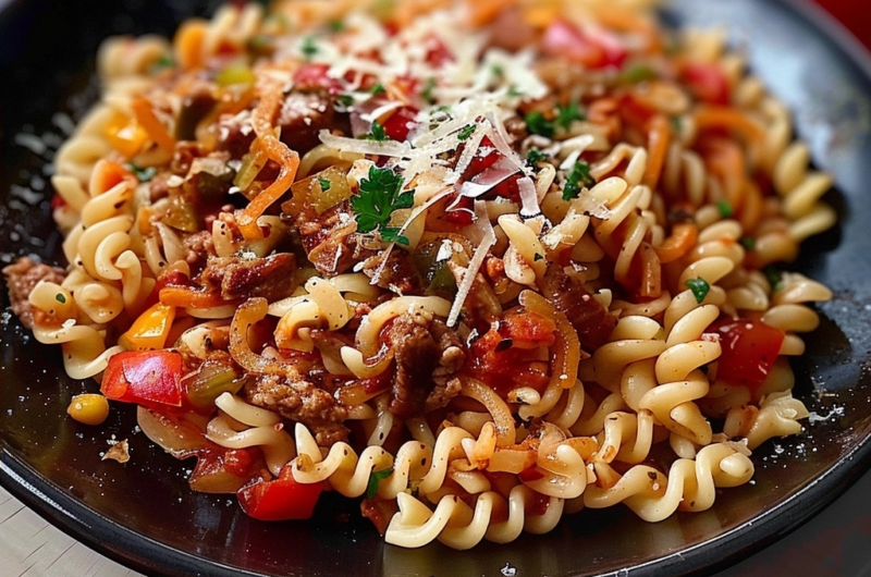 Nudelpfanne mit Hackfleisch, Paprika und Tomaten: Das perfekte Feierabend-Gericht