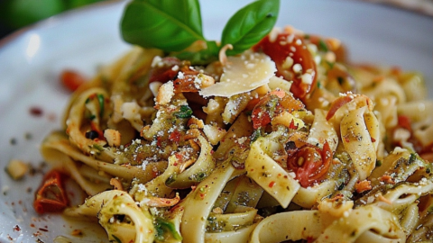 Pasta mit Pesto Rosso und Schafskäse – Ein Mediterran-Genuss aus der Schneckle1209-Küche