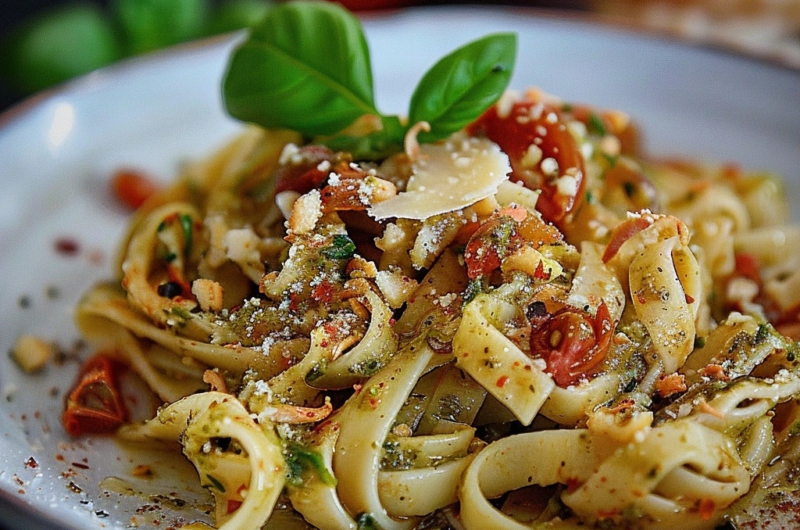 Pasta mit Pesto Rosso und Schafskäse – Ein Mediterran-Genuss aus der Schneckle1209-Küche