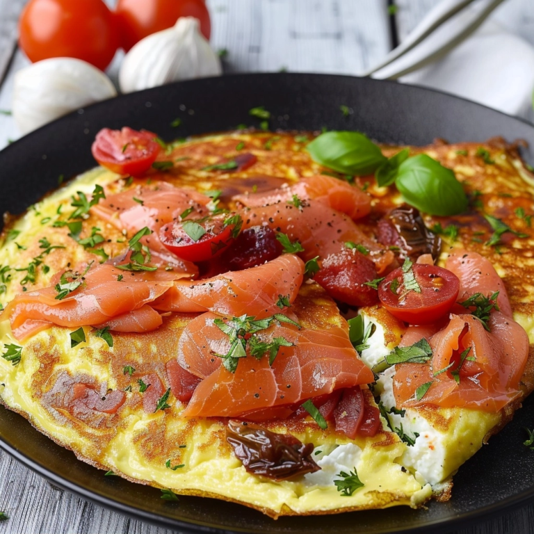 Omelette mit Räucherlachs und getrockneten Tomaten – Ein himmlische Kombination fürs Frühstück