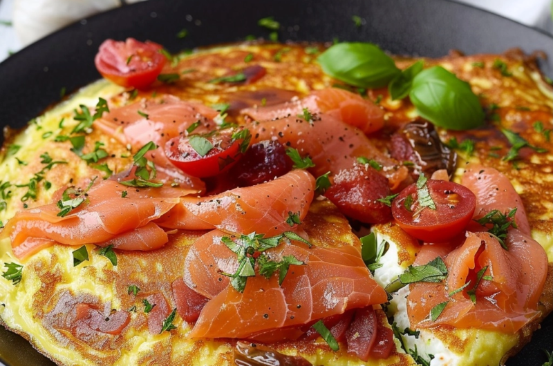 Omelette mit Räucherlachs und getrockneten Tomaten – Ein himmlische Kombination fürs Frühstück