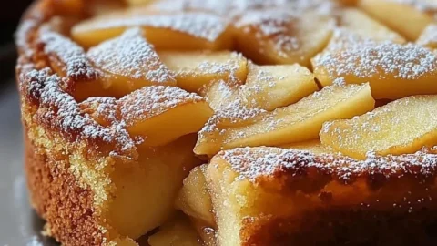 Einfacher Apfelkuchen auf dem Blech mit frischen Äpfeln und Zimt