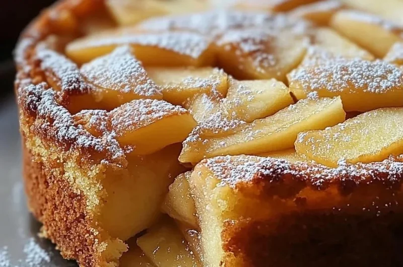 Einfacher Apfelkuchen auf dem Blech mit frischen Äpfeln und Zimt