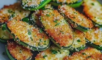 Knusprige Zucchini Bites frisch aus dem Ofen serviert