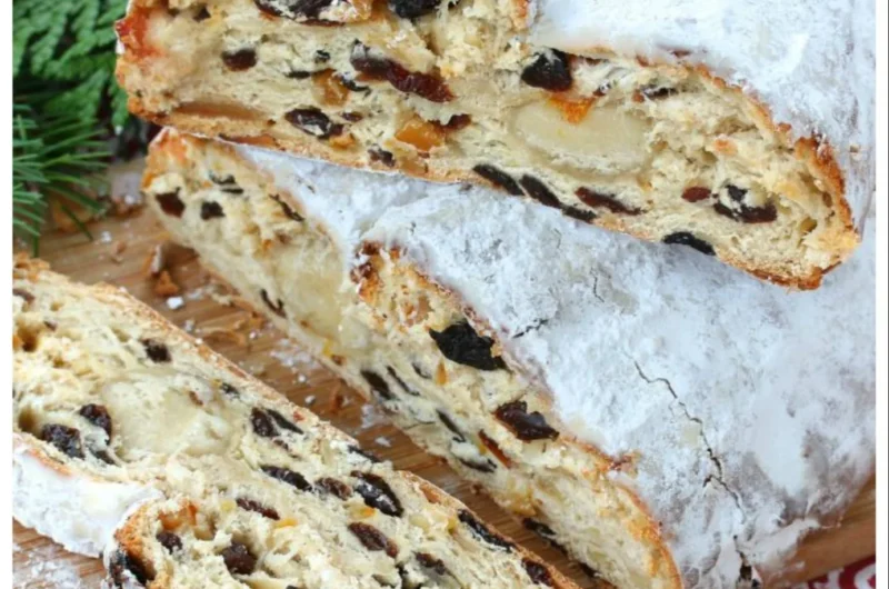 Bestes Rezept für deutschen Stollen mit Trockenfrüchten und Nüssen