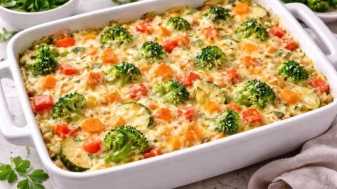 Vegetarischer Gemüseauflauf mit Käse aus frischem Gemüse