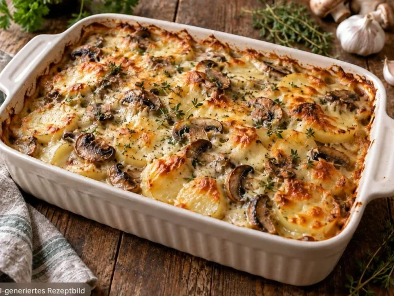 Cremiger Kartoffel Auflauf mit köstlichen Kartoffeln und Käseüberbacken