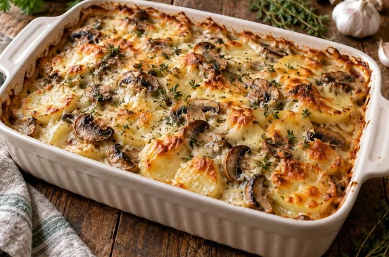 Cremiger Kartoffel Auflauf mit köstlichen Kartoffeln und Käseüberbacken