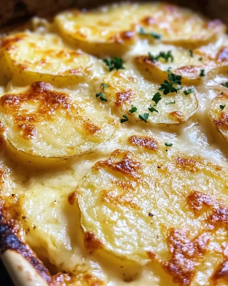 Leckeres selbstgemachtes Kartoffelgratin mit Käse und Kräutern.