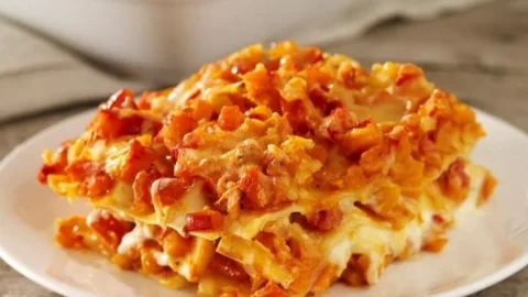 Leckere selbstgemachte Lasagne mit Käse und Tomatensauce