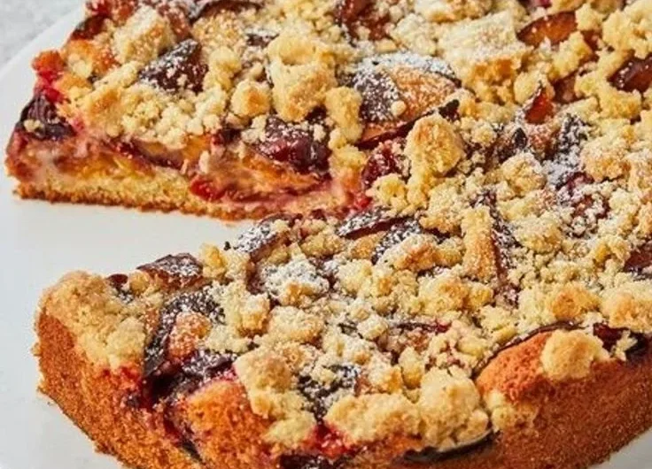 Saftiger Pflaumenkuchen mit frischen Pflaumen und knusprigem Boden