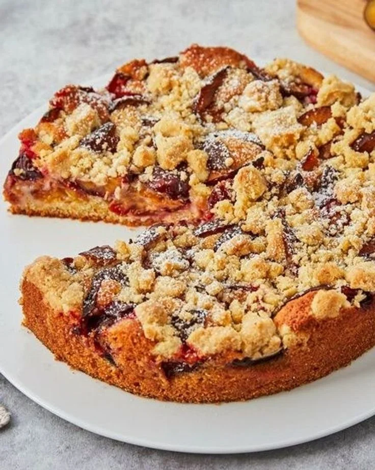 Saftiger Pflaumenkuchen mit frischen Pflaumen und knusprigem Boden