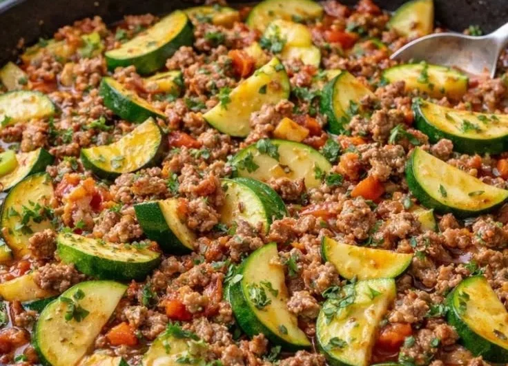 Belebende Zucchini Pfanne schnell zubereitet und cremig serviert
