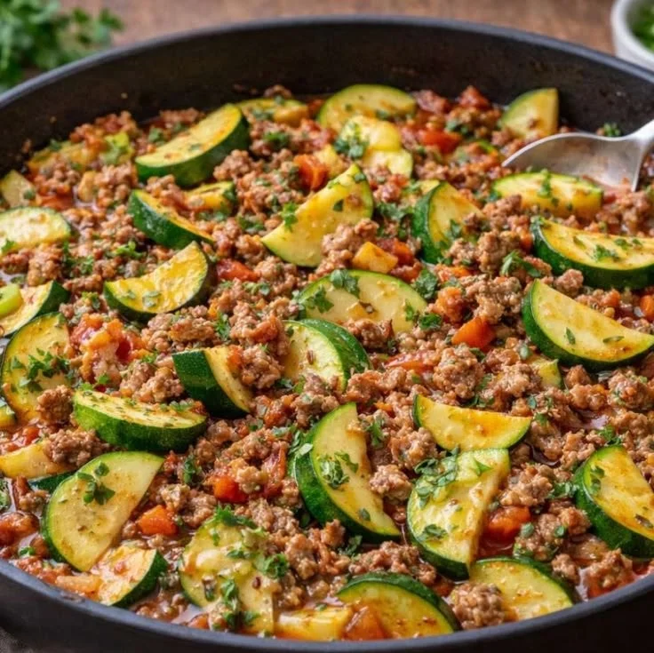 Belebende Zucchini Pfanne schnell zubereitet und cremig serviert