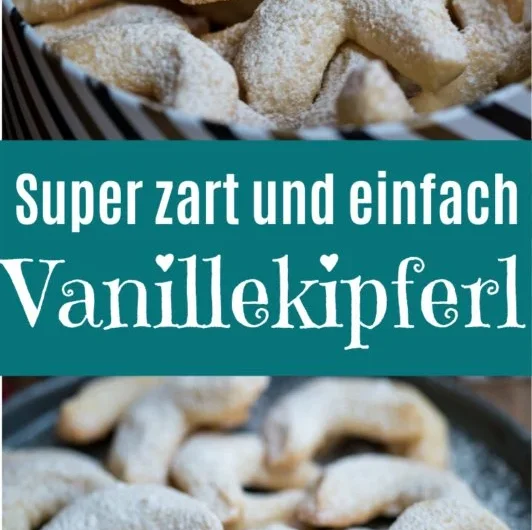 Leckere Vanillekipferl mit Vanilleextrakt frisch gebacken.