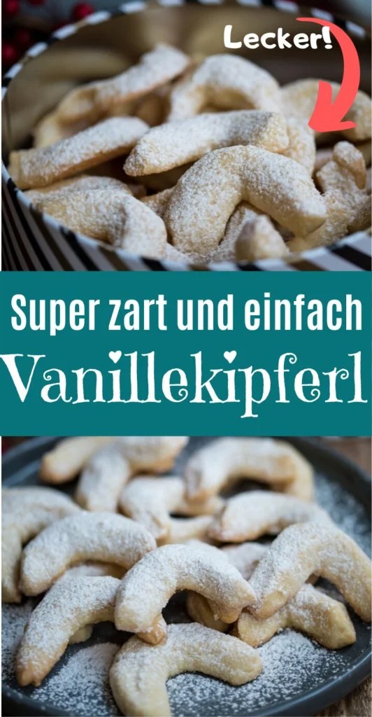 Leckere Vanillekipferl mit Vanilleextrakt frisch gebacken.